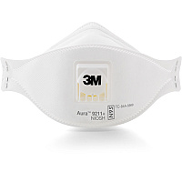 3M Aura Particulate Respirator Particulate, Dust, Fog Protection - White - Comfortable, Adjustable Nose Clip, Disposable, Lightweight, Exhalation Valve, Collapse Resistant - 10 / Box (9211PLUS)
